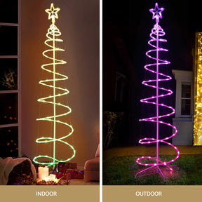 Jingle Jollys Christmas Tree 1.8m 100 RGB LED Rope Lights Xmas Trees Decoration - SportZone.co.nz
