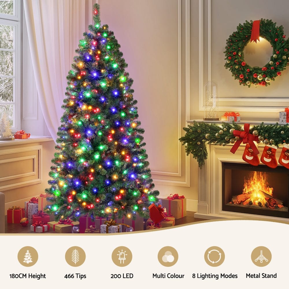 Jingle Jollys Christmas Tree 1.8M LED Corner Xmas Tree Half 8 Modes Multi - color - SportZone.co.nz