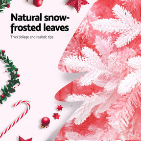 Jingle Jollys Christmas Tree 1.8m Pink Xmas Tree Snowy Party Decor 810 Tips - SportZone.co.nz