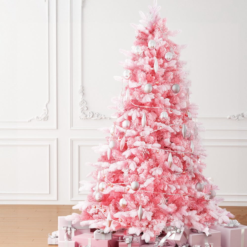 Jingle Jollys Christmas Tree 1.8m Pink Xmas Tree Snowy Party Decor 810 Tips - SportZone.co.nz