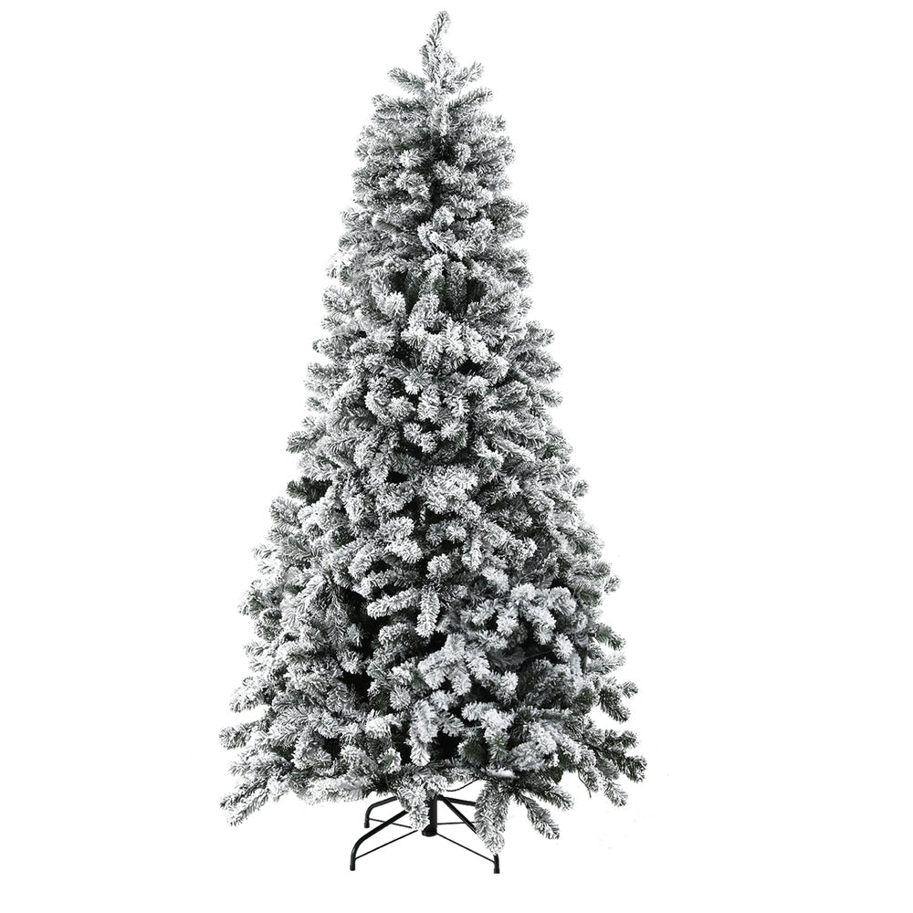 Jingle Jollys Christmas Tree 1.8m Snow Flocked LED Xmas Decoration 8 Light Modes - SportZone.co.nz