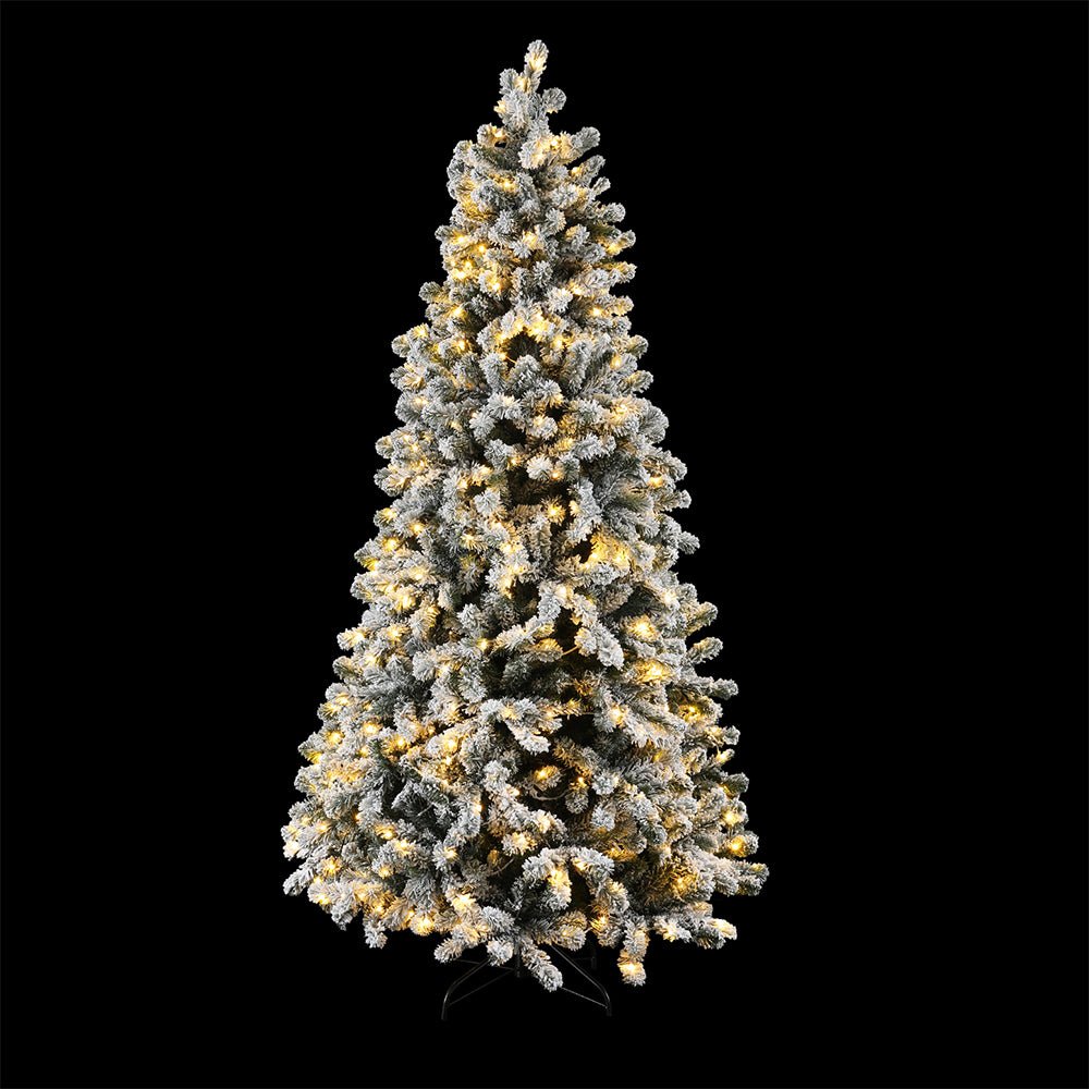 Jingle Jollys Christmas Tree 1.8m Snow Flocked LED Xmas Decoration 8 Light Modes - SportZone.co.nz