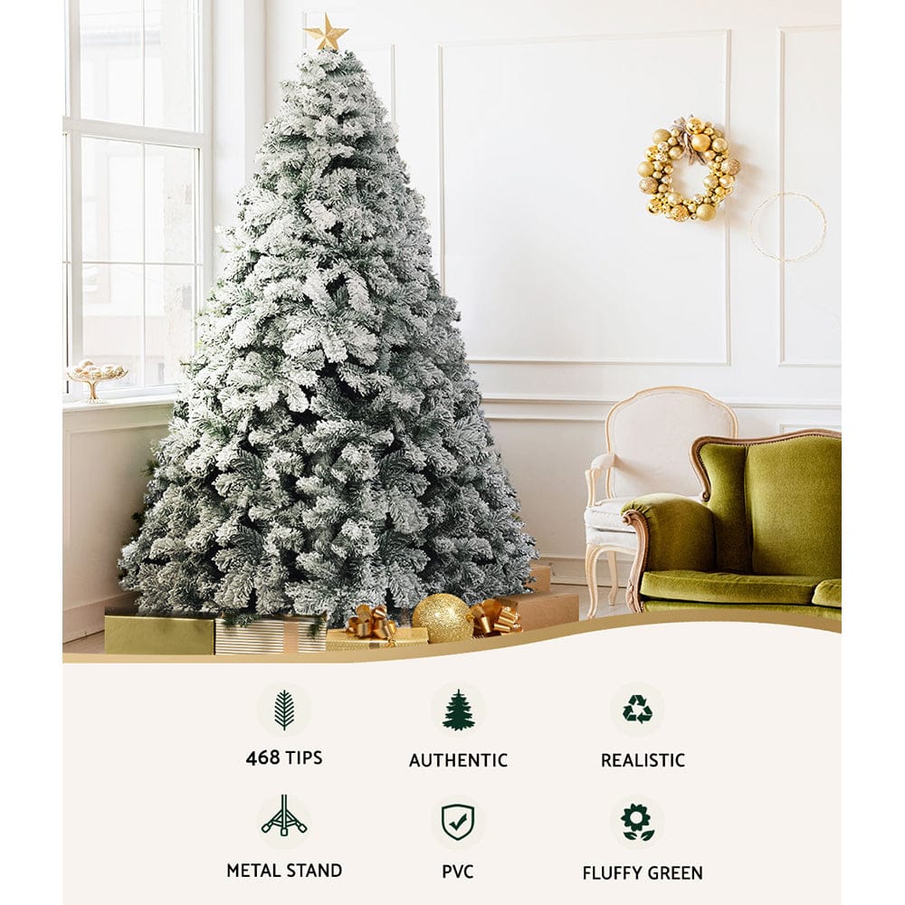 Jingle Jollys Christmas Tree 1.8m Snow Flocked Xmas Tree Decorations 468 Tips - SportZone.co.nz