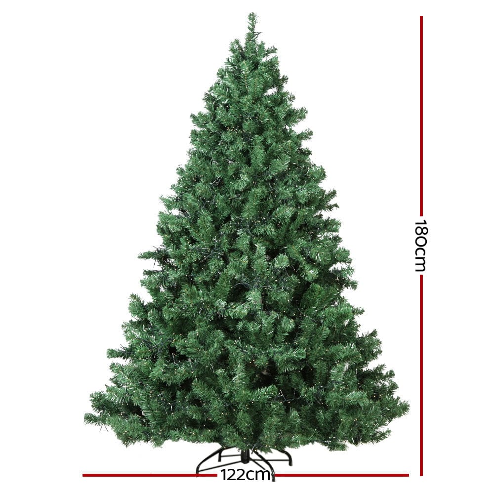 Jingle Jollys Christmas Tree 1.8M Xmas Tree Decorations 1980 LEDs 8 Light Mode - SportZone.co.nz