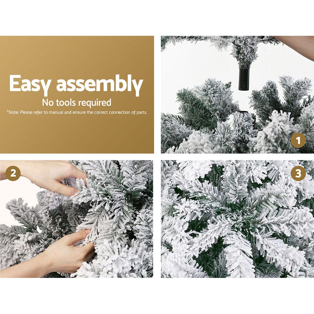 Jingle Jollys Christmas Tree 2.1m Snow Flocked Xmas Tree Decorations 780 Tips - SportZone.co.nz
