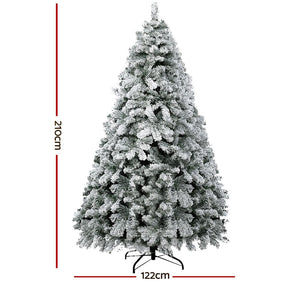 Jingle Jollys Christmas Tree 2.1m Snow Flocked Xmas Tree Decorations 780 Tips - SportZone.co.nz