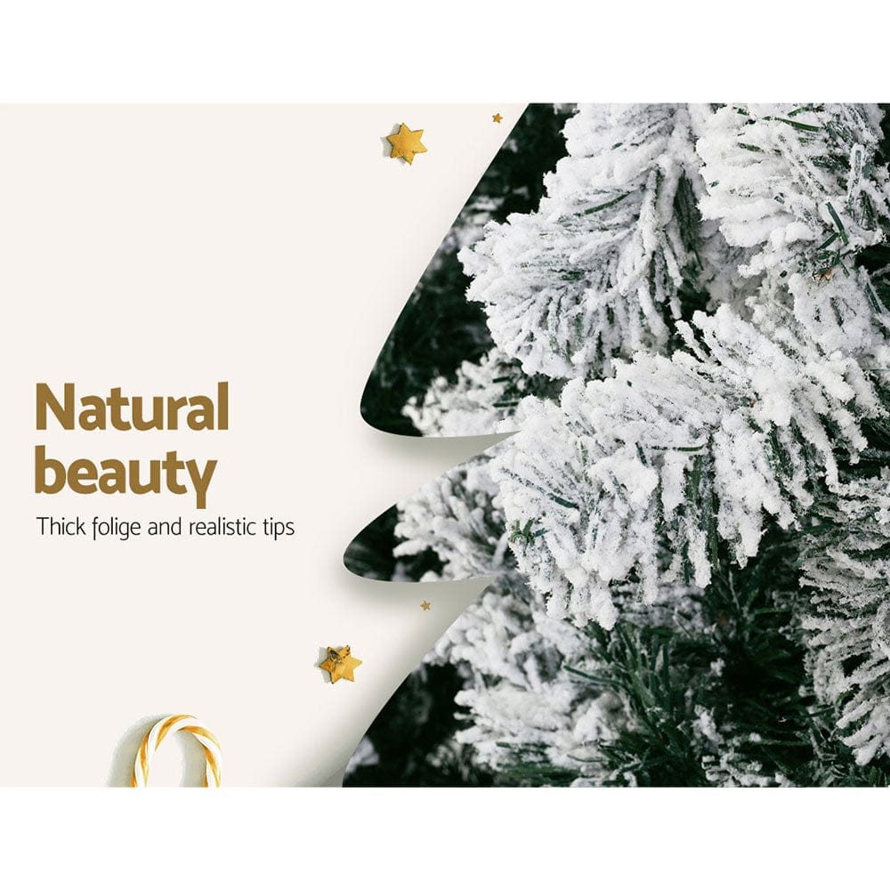 Jingle Jollys Christmas Tree 2.1m Snow Flocked Xmas Tree Decorations 780 Tips - SportZone.co.nz