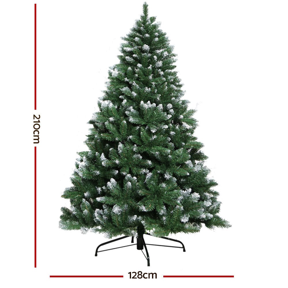 Jingle Jollys Christmas Tree 2.1m Snowy Xmas Tree Decoration 905 Tips - SportZone.co.nz