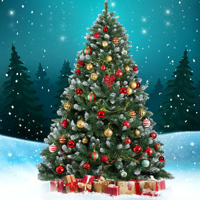 Jingle Jollys Christmas Tree 2.4m Snowy Xmas Tree Decoration 1225 Tips - SportZone.co.nz