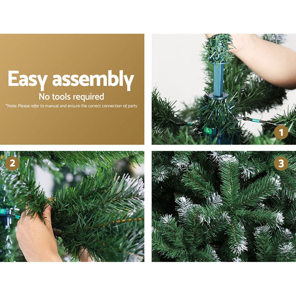Jingle Jollys Christmas Tree 2.4m Snowy Xmas Tree Decoration 1225 Tips - SportZone.co.nz