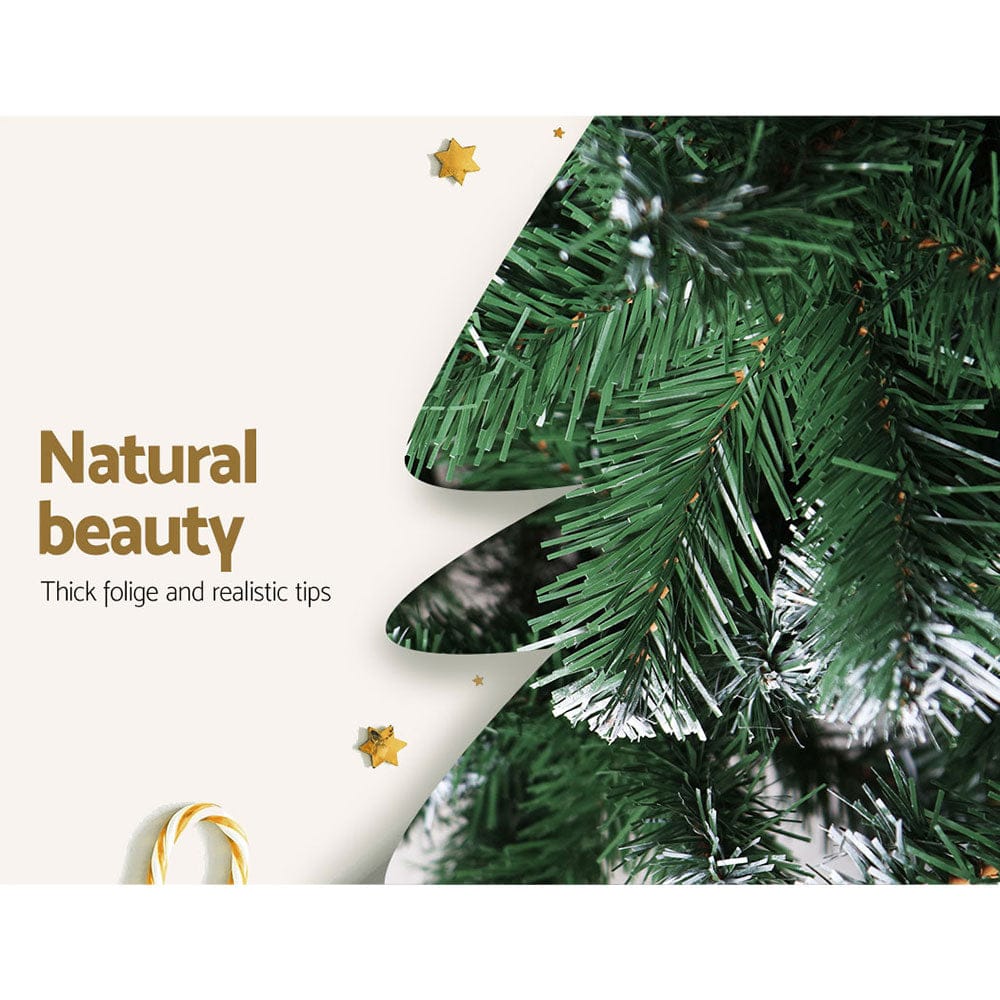 Jingle Jollys Christmas Tree 2.4m Snowy Xmas Tree Decoration 1225 Tips - SportZone.co.nz