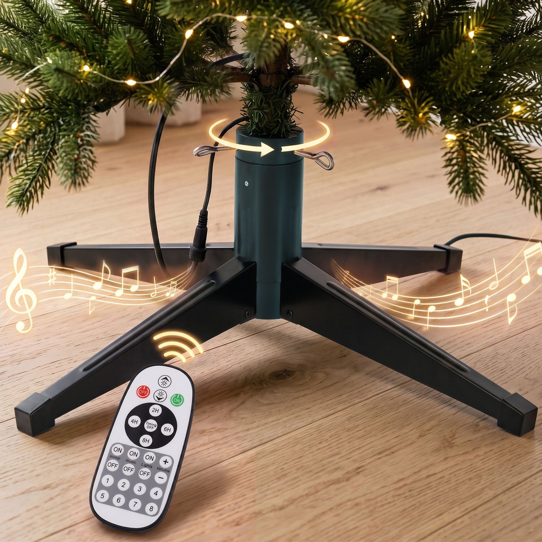 Jingle Jollys Christmas Tree Stand 360° Rotating for Xmas Tree Up to 2.7M with Remote Control - SportZone.co.nz