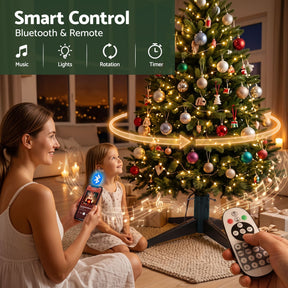 Jingle Jollys Christmas Tree Stand 360° Rotating for Xmas Tree Up to 2.7M with Remote Control - SportZone.co.nz