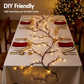 Jingle Jollys Christmas Willow Vine Lights Branch LED Fairy DIY Wall Decor 1.8m Warm White - SportZone.co.nz