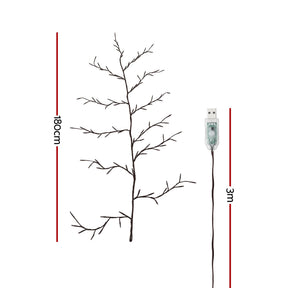 Jingle Jollys Christmas Willow Vine Lights Branch LED Fairy DIY Wall Decor 1.8m Warm White - SportZone.co.nz