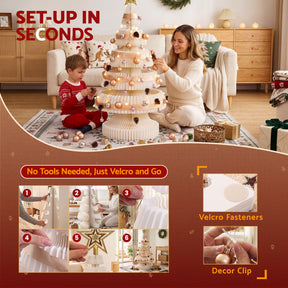 Jingle Jollys Paper Christmas Tree 114CM w/ Star Topper LEDs Xmas Decorations Kit Home Office White - SportZone.co.nz