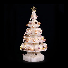 Jingle Jollys Paper Christmas Tree 114CM w/ Star Topper LEDs Xmas Decorations Kit Home Office White - SportZone.co.nz