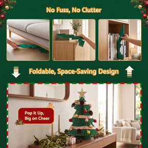 Jingle Jollys Paper Christmas Tree 47CM w/ Star Topper Xmas Decor Tabletop Green DIY Ornament Set - SportZone.co.nz