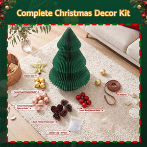 Jingle Jollys Paper Christmas Tree 47CM w/ Star Topper Xmas Decor Tabletop Green DIY Ornament Set - SportZone.co.nz