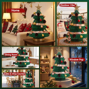 Jingle Jollys Paper Christmas Tree 47CM w/ Star Topper Xmas Decor Tabletop Green DIY Ornament Set - SportZone.co.nz