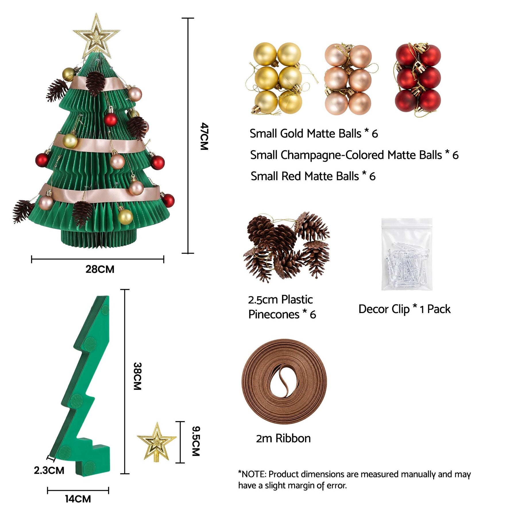 Jingle Jollys Paper Christmas Tree 47CM w/ Star Topper Xmas Decor Tabletop Green DIY Ornament Set - SportZone.co.nz
