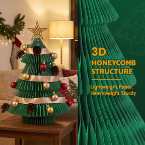 Jingle Jollys Paper Christmas Tree 47CM w/ Star Topper Xmas Decor Tabletop Green DIY Ornament Set - SportZone.co.nz