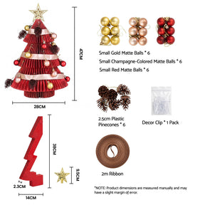 Jingle Jollys Paper Christmas Tree 47CM w/ Star Topper Xmas Decoration Tabletop Red DIY Ornament Set - SportZone.co.nz