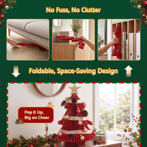 Jingle Jollys Paper Christmas Tree 47CM w/ Star Topper Xmas Decoration Tabletop Red DIY Ornament Set - SportZone.co.nz