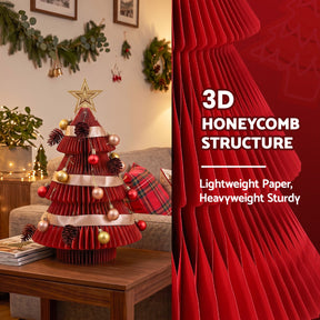 Jingle Jollys Paper Christmas Tree 47CM w/ Star Topper Xmas Decoration Tabletop Red DIY Ornament Set - SportZone.co.nz
