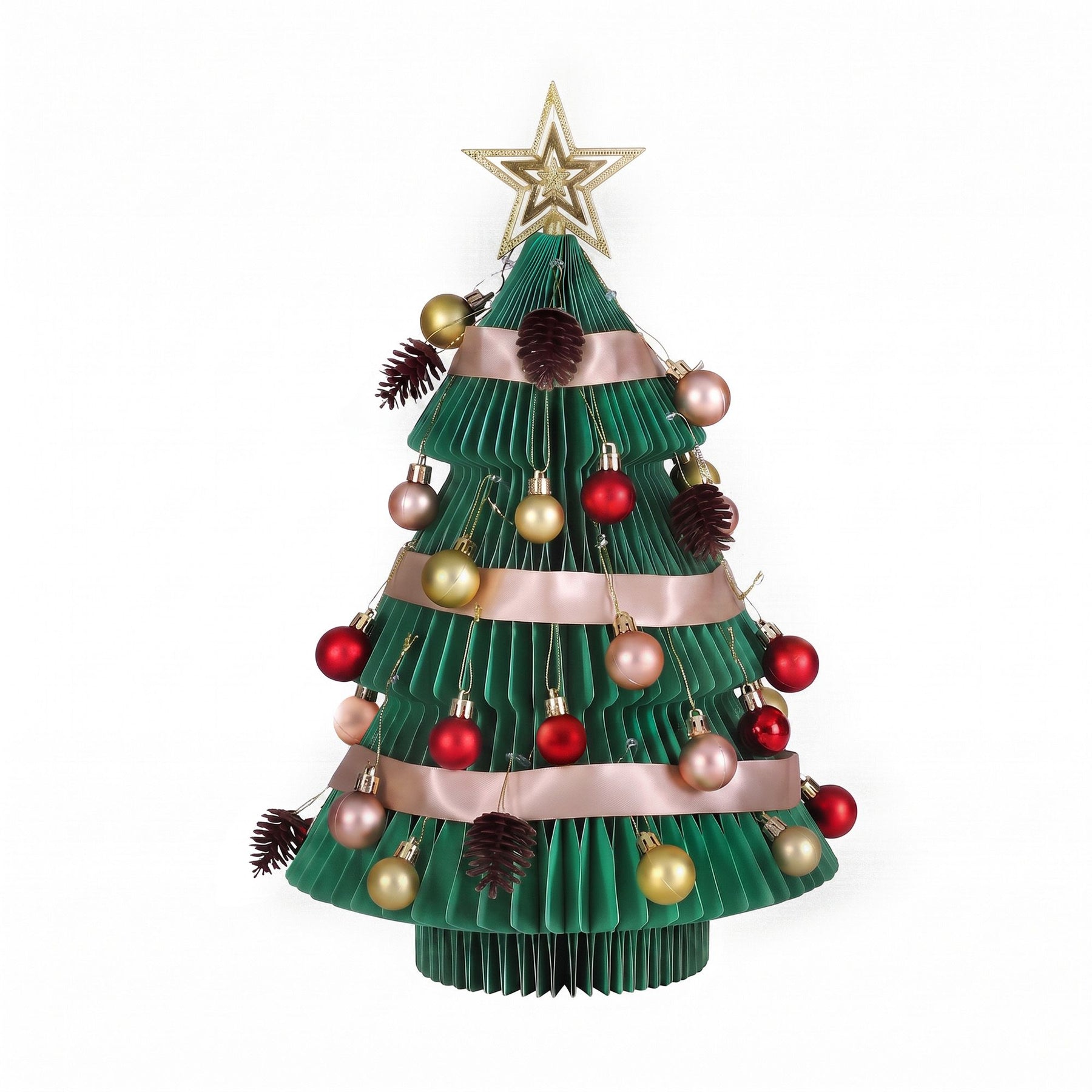 Jingle Jollys Paper Christmas Tree 61CM w/ Star Topper Xmas Decor Tabletop Green DIY Ornament Set - SportZone.co.nz