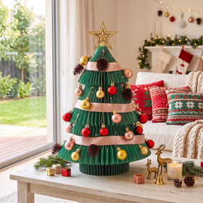 Jingle Jollys Paper Christmas Tree 61CM w/ Star Topper Xmas Decor Tabletop Green DIY Ornament Set - SportZone.co.nz
