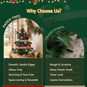 Jingle Jollys Paper Christmas Tree 61CM w/ Star Topper Xmas Decor Tabletop Green DIY Ornament Set - SportZone.co.nz