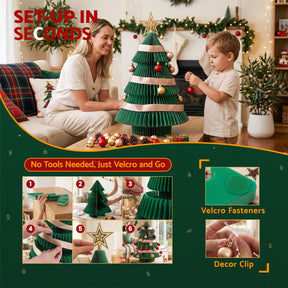 Jingle Jollys Paper Christmas Tree 61CM w/ Star Topper Xmas Decor Tabletop Green DIY Ornament Set - SportZone.co.nz