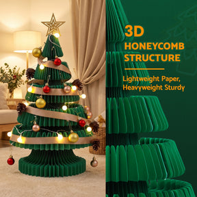 Jingle Jollys Paper Christmas Tree 62CM w/ Star Topper LEDs Xmas Decorations Kit Home Office Green - SportZone.co.nz