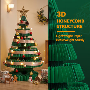 Jingle Jollys Paper Christmas Tree 87CM w/ Star Topper LEDs Xmas Decorations Kit Home Office Green - SportZone.co.nz