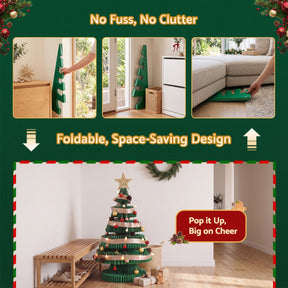 Jingle Jollys Paper Christmas Tree 87CM w/ Star Topper LEDs Xmas Decorations Kit Home Office Green - SportZone.co.nz