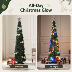 Jingle Jollys Pop Up Christmas Tree Pre Decorated Multicolour LED 155cm - SportZone.co.nz