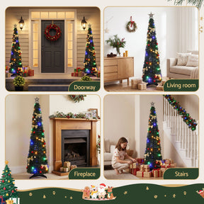 Jingle Jollys Pop Up Christmas Tree Pre Decorated Multicolour LED 155cm - SportZone.co.nz