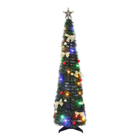 Jingle Jollys Pop Up Christmas Tree Pre Decorated Multicolour LED 155cm - SportZone.co.nz