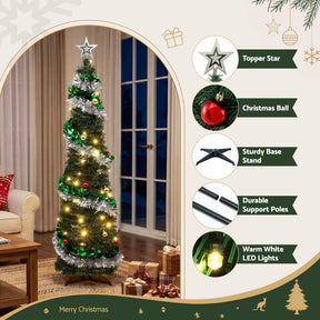 Jingle Jollys Pop Up Christmas Tree Pre Decorated Warm White LED 155cm - SportZone.co.nz