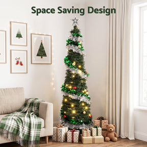 Jingle Jollys Pop Up Christmas Tree Pre Decorated Warm White LED 155cm - SportZone.co.nz