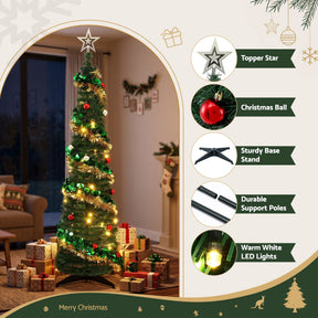 Jingle Jollys Pop Up Christmas Tree Pre Decorated Warm White LED 160cm - SportZone.co.nz