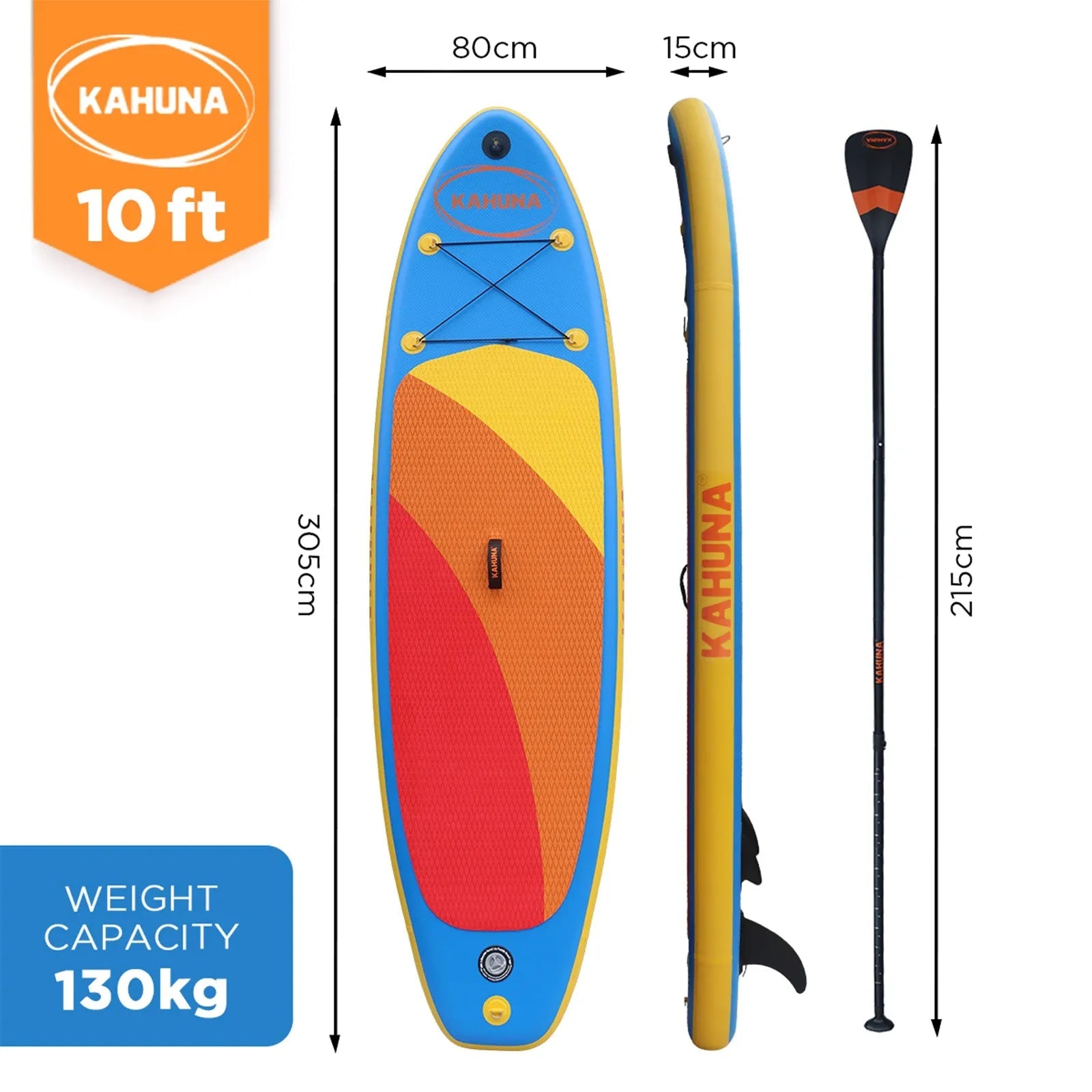 Kahuna Hana 10FT Inflatable Stand Up Paddle Board Set - Non-Slip iSUP Paddleboard with Backpack Paddle Pump Leash - SportZone.co.nz