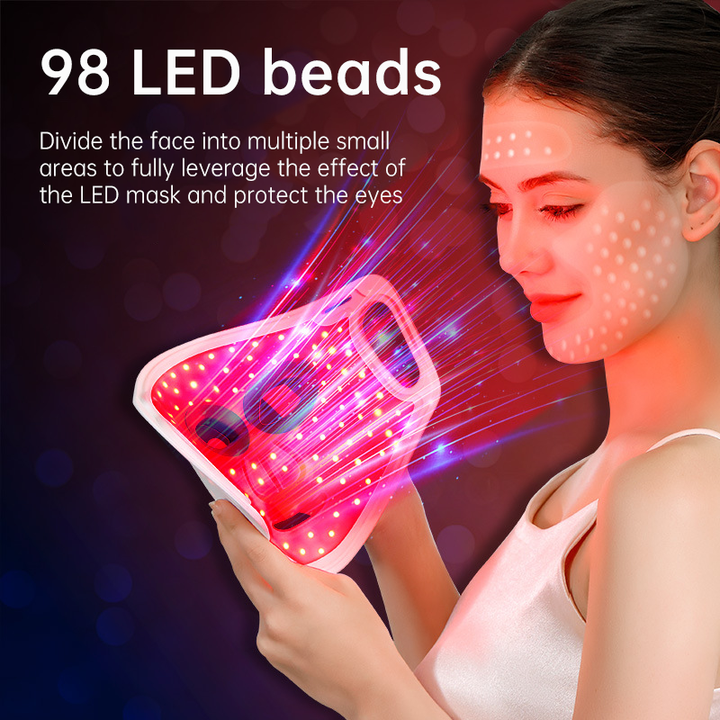 LED Light Therapy Face Mask – 98 LEDs, 4 Colour Modes, USB Rechargeable - SportZone.co.nz