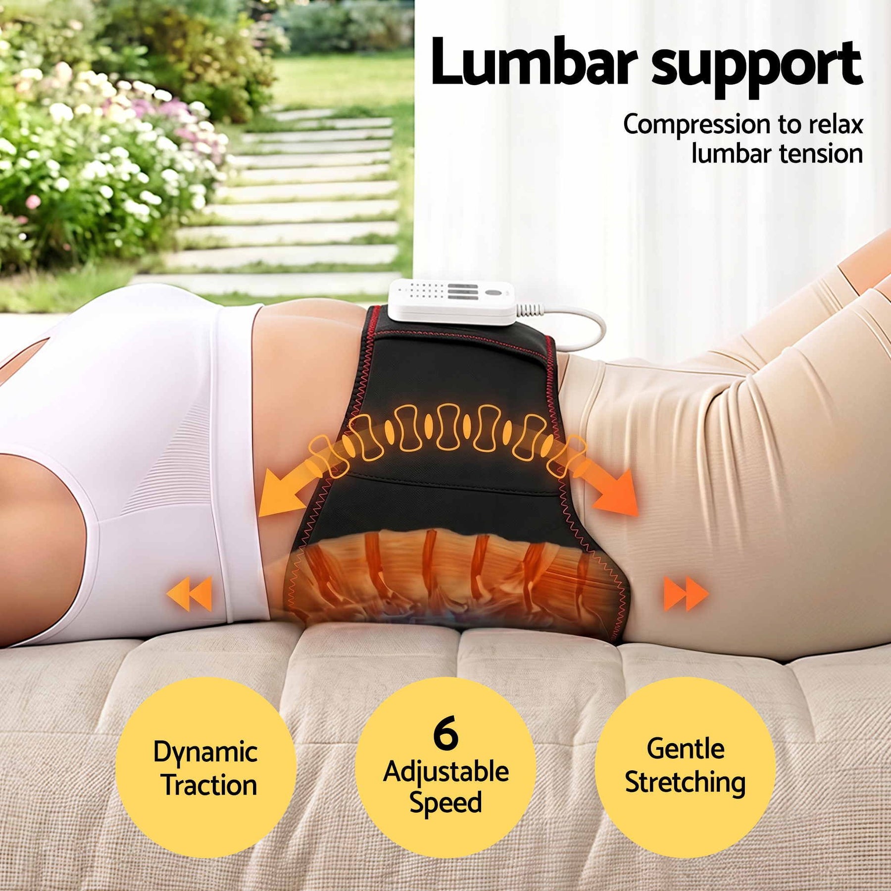 Livemor Back Massager Airbag Traction & Heat Lumbar Support Belt 124cm - SportZone.co.nz