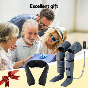 Livemor Electric Leg Foot Massager Air Wrap With Shiatsu Neck Massager Heating - SportZone.co.nz