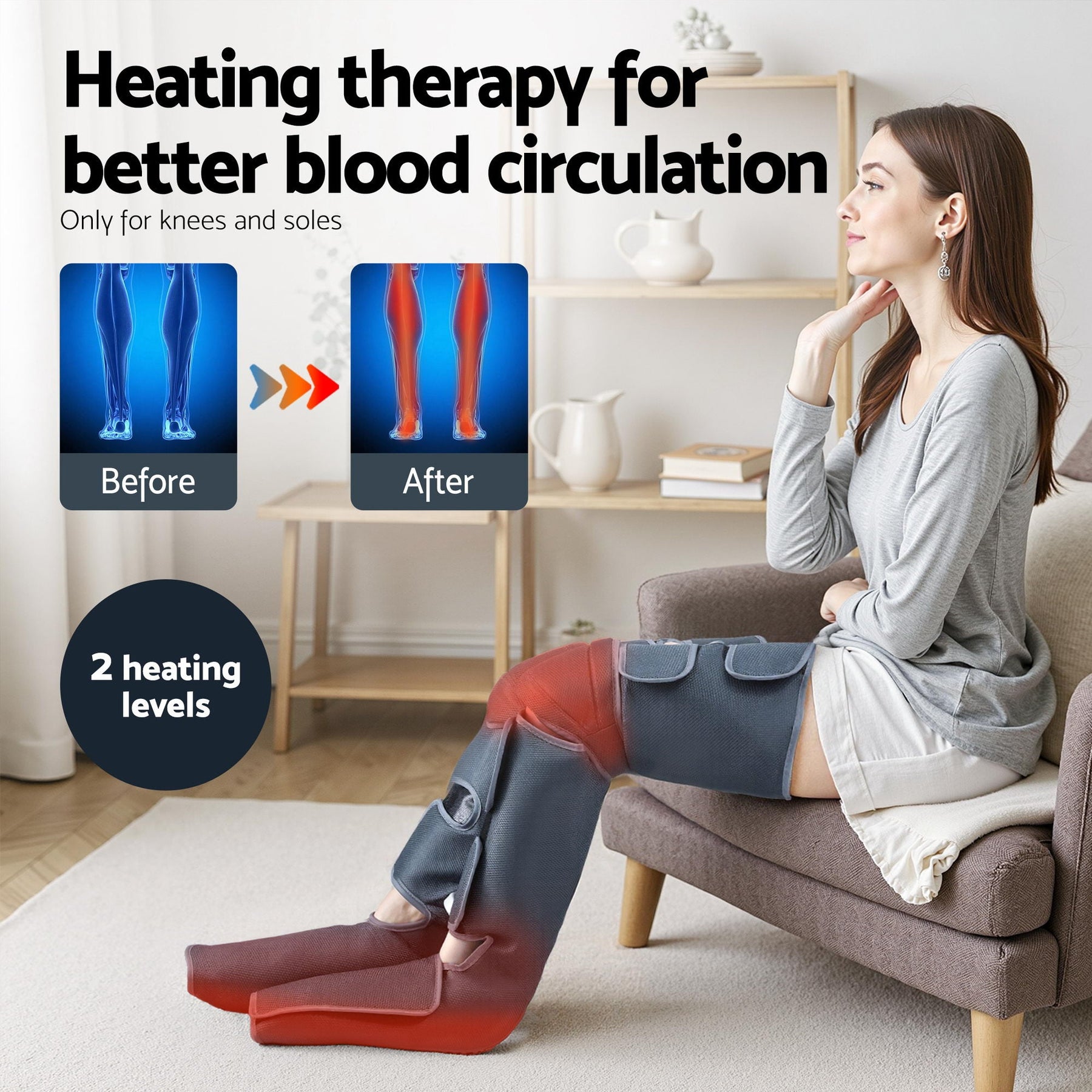 Livemor Electric Leg Foot Massager Air Wrap With Shiatsu Neck Massager Heating - SportZone.co.nz
