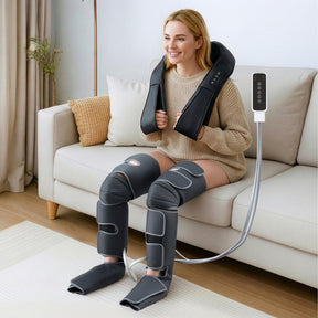 Livemor Electric Leg Foot Massager Air Wrap With Shiatsu Neck Massager Heating - SportZone.co.nz