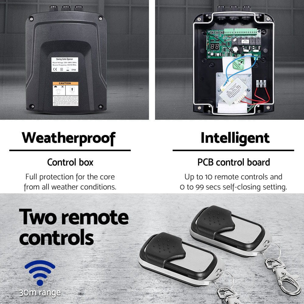 LockMaster Automatic Electric Gate Opener Double Swing Remote Control Kit 800KG - SportZone.co.nz