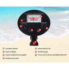 Metal Detector 180MM Deep Sensitive Waterproof Pinpointer Treasure Hunter Black - SportZone.co.nz